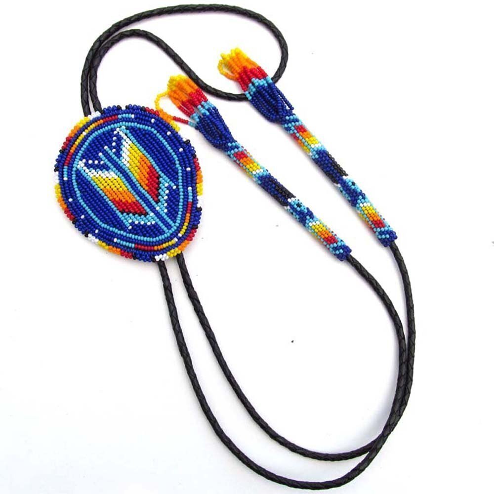 4194 Handmade Beaded Bolo Tie | Czech Glass Beads Southwestern Elegance